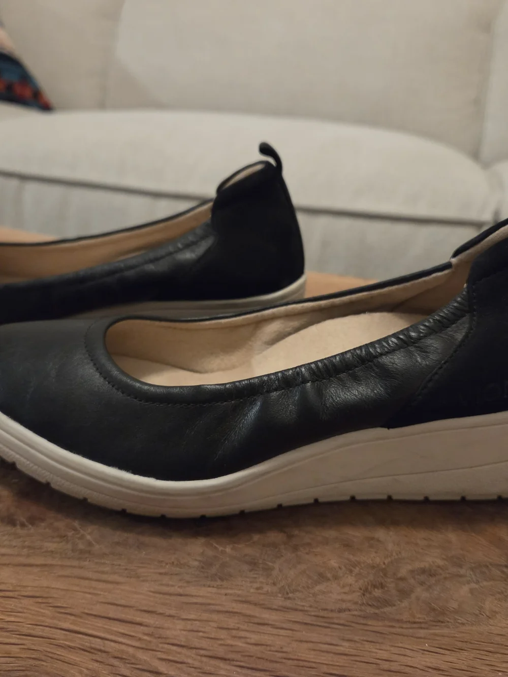 Vionic Black Slip-On Platform Flats